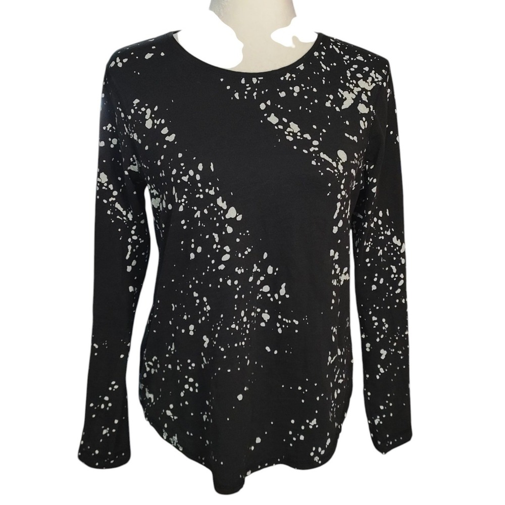 Lisa Todd Black White Paint Splatter Top Cotton Made in Peru Artsy Print Small